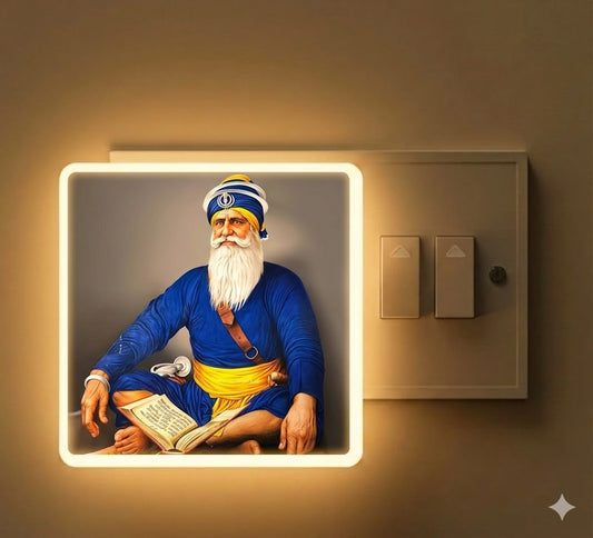 Baba Deep Singh Ji LED Night Lamp – Sikh Spiritual Light | Divine Home Decor & Gift